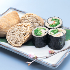 レシピ画像:そば寿司(巻き寿司・お稲荷さん)