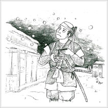 討ち入りそばの真相やいかに イラスト