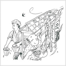 「親ばかちゃんりん、そば屋の風鈴」 イラスト